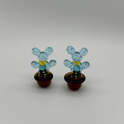 Yellow Flower Cactus Coloured Glaze Decoration