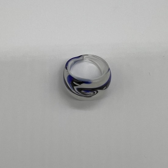 Black, White And Blue Swirl Glass Ring Black, White And Blue Swirl Glass Ring
