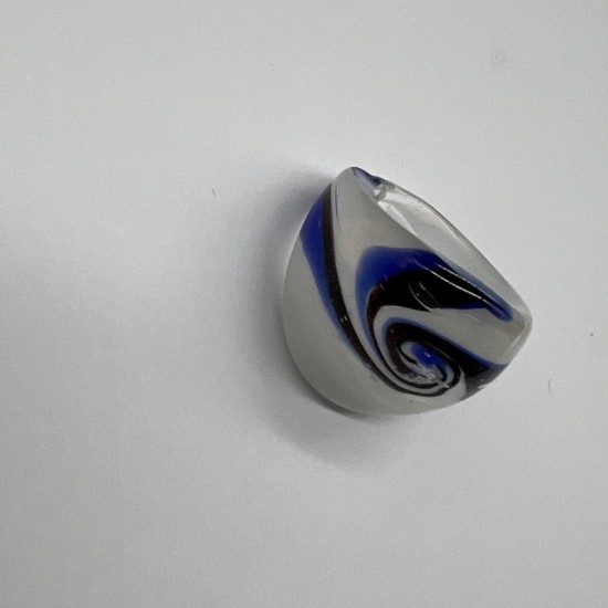 Black, White And Blue Swirl Glass Ring Black, White And Blue Swirl Glass Ring