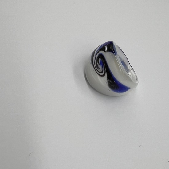 Black, White And Blue Swirl Glass Ring Black, White And Blue Swirl Glass Ring