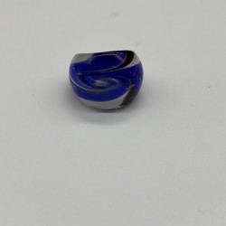 Blue And White Swirl Glass Ring