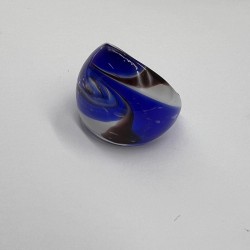 Blue And White Swirl Glass Ring