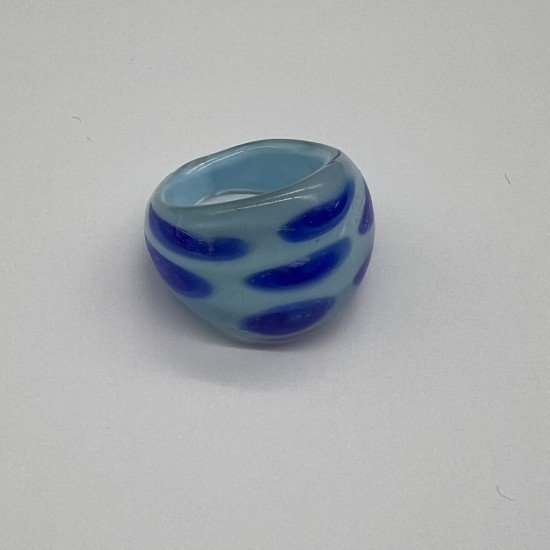 Blue Spotted Glass Ring