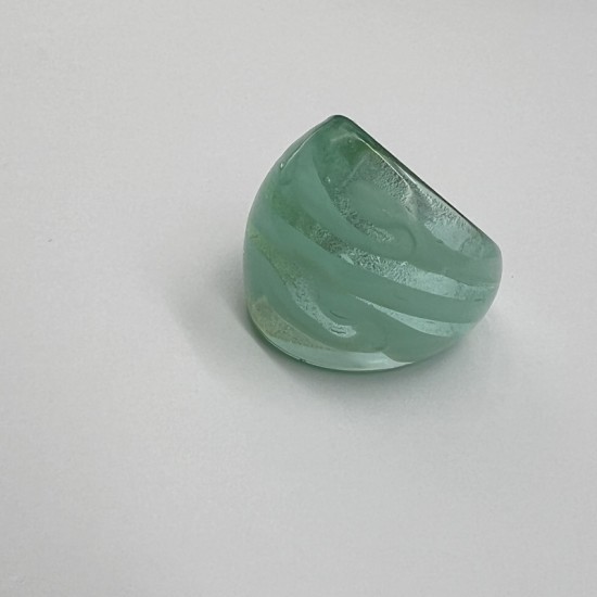 Green Striped Glass Ring Green Striped Glass Ring