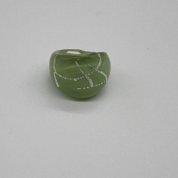 Silver-Green Line Glass Ring