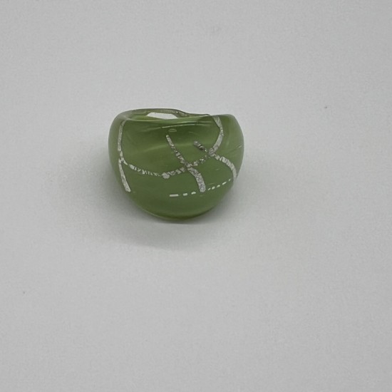 Silver-Green Line Glass Ring Silver-Green Line Glass Ring