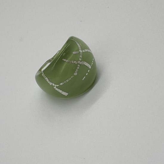 Silver-Green Line Glass Ring Silver-Green Line Glass Ring