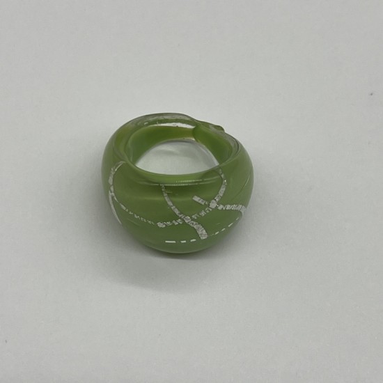 Silver-Green Line Glass Ring Silver-Green Line Glass Ring