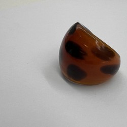 Red And Black Spotted Glass Ring