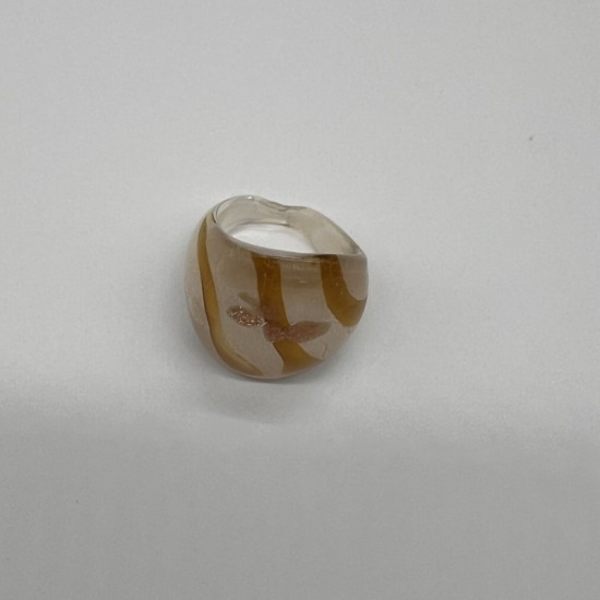 Yellow Striped Glass Ring Yellow Striped Glass Ring