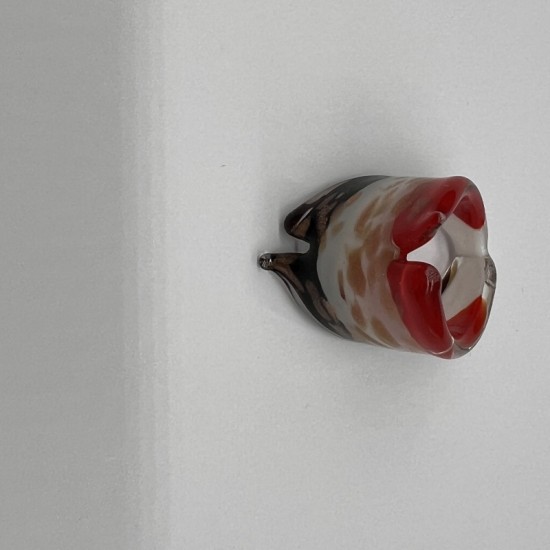 Red, White And Black Spotted Glass Ring Red, White And Black Spotted Glass Ring