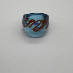 Sea Blue And Red Wave Glass Ring