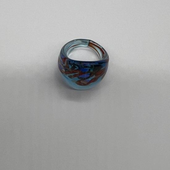 Sea Blue And Red Wave Glass Ring Sea Blue And Red Wave Glass Ring