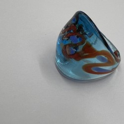 Sea Blue And Red Wave Glass Ring
