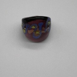 Black Purple And Blue Snake Pattern Glass Ring