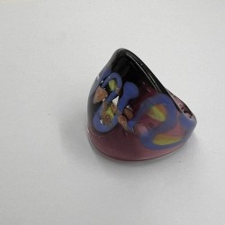 Black Purple And Blue Snake Pattern Glass Ring