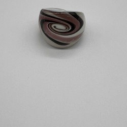 Black And White Purple Swirl Glass Ring