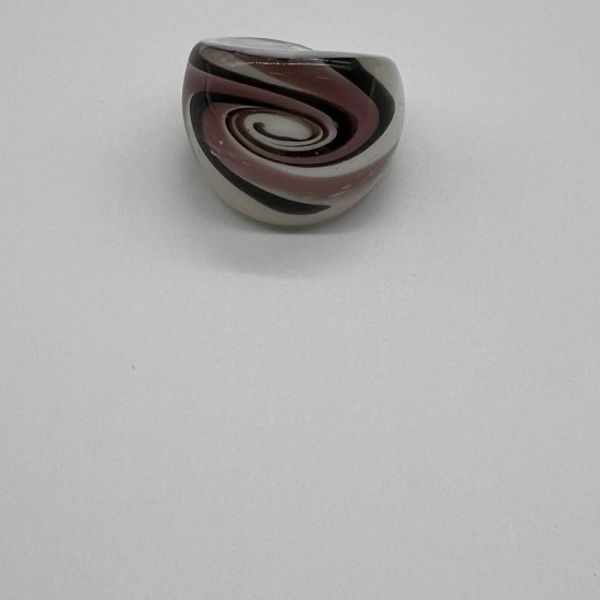 Black And White Purple Swirl Glass Ring Black And White Purple Swirl Glass Ring