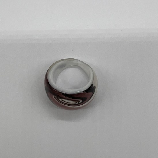 Black And White Purple Swirl Glass Ring Black And White Purple Swirl Glass Ring