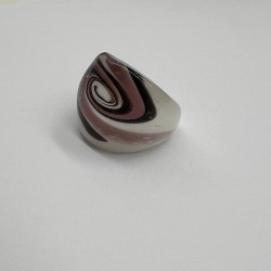 Black And White Purple Swirl Glass Ring