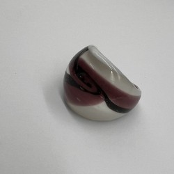 Black And Purple Phoenix Eye Glass Ring