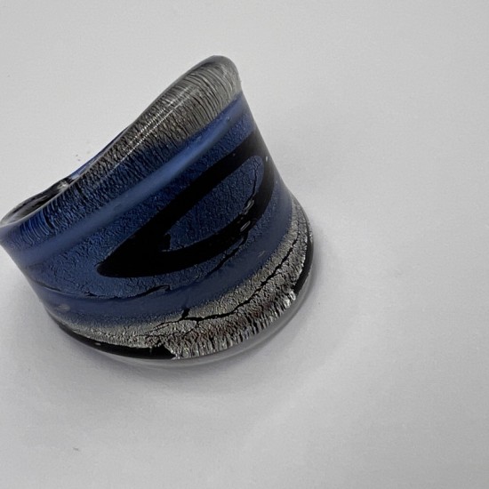 Black And Blue Galaxy Glass Ring Black And Blue Galaxy Glass Ring