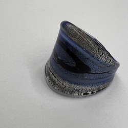 Black And Blue Galaxy Glass Ring