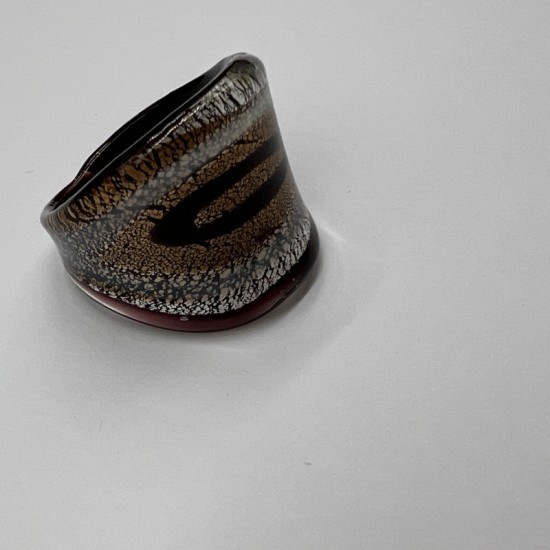 Black And Yellow Glass Ring