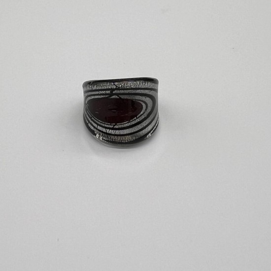 Black And Red Galaxy Glass Ring