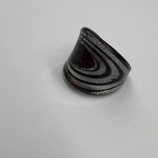 Black And Red Galaxy Glass Ring