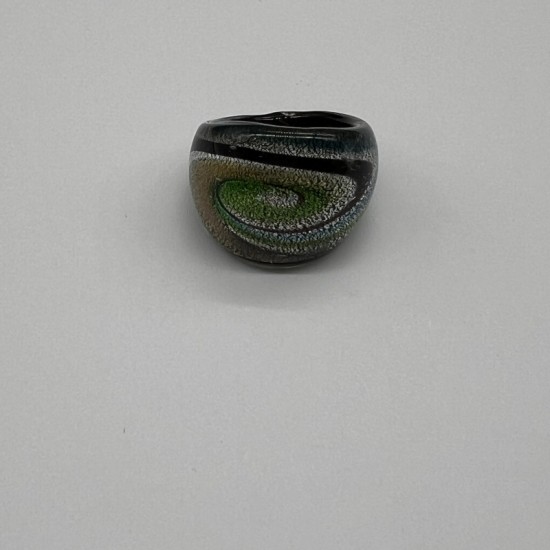 Black And Green Galaxy Glass Ring Black And Green Galaxy Glass Ring
