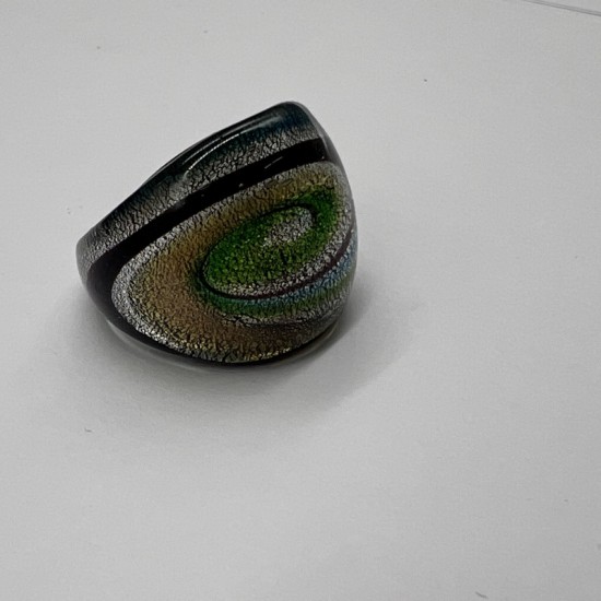 Black And Green Galaxy Glass Ring Black And Green Galaxy Glass Ring