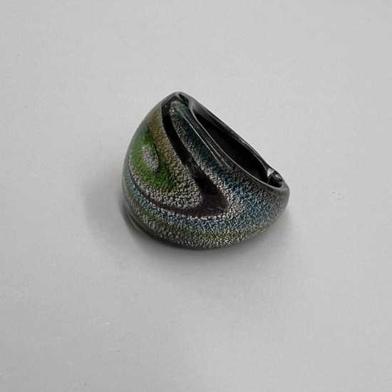 Black And Green Galaxy Glass Ring Black And Green Galaxy Glass Ring