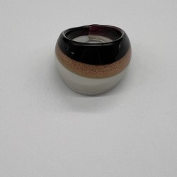 Black, Orange And White Striped Glass Ring