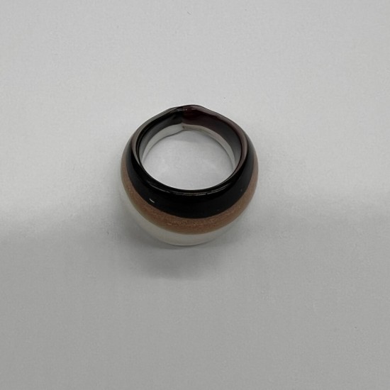 Black, Orange And White Striped Glass Ring Black, Orange And White Striped Glass Ring