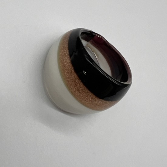 Black, Orange And White Striped Glass Ring Black, Orange And White Striped Glass Ring