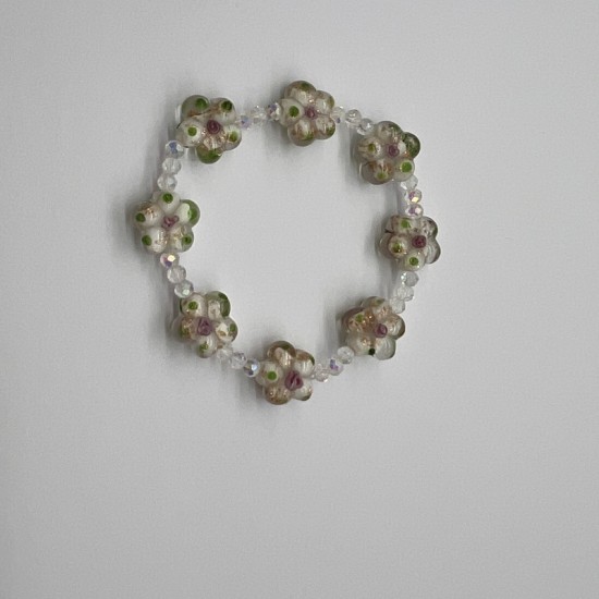 Cherry Blossom Hydrangea Glass Bracelet Cherry Blossom Hydrangea Glass Bracelet