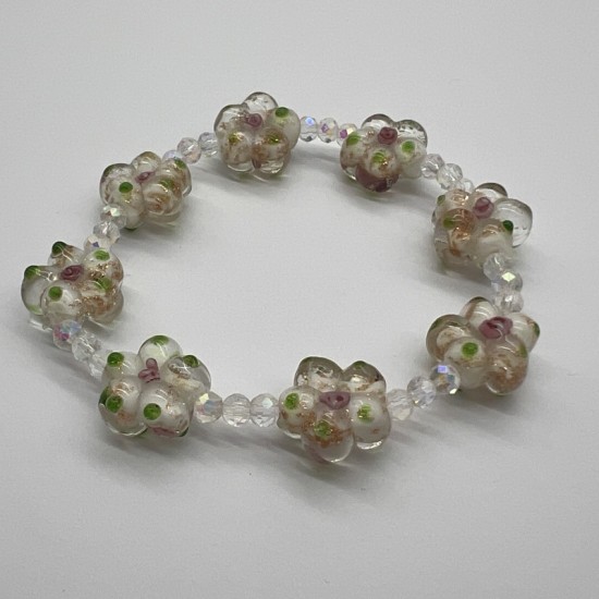Cherry Blossom Hydrangea Glass Bracelet Cherry Blossom Hydrangea Glass Bracelet