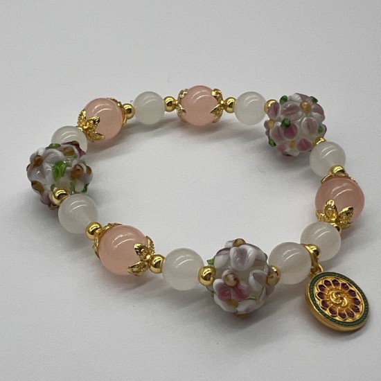 Sunflower Hydrangea Glass Bracelet Sunflower Hydrangea Glass Bracelet