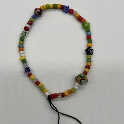 Dopamine Color Mixed Beads Yellow Glass Phone Cord