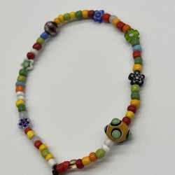 Dopamine Color Mixed Beads Yellow Glass Phone Cord