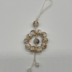Yellow And White Mixed Color Beaded Glass Phone Cord