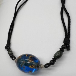 Blue beads and glass necklace