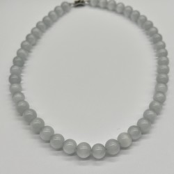 Ice-Clear White Glass Beaded Necklace