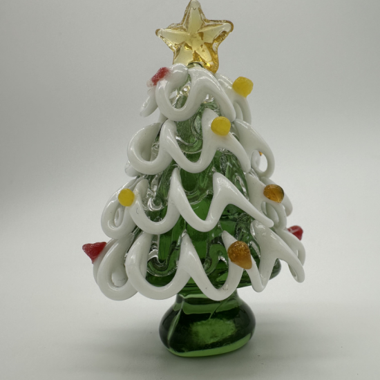 Small White-Edged Cedar Christmas Tree Coloured Glaze Decoration Small White-Edged Cedar Christmas Tree Coloured Glaze Decoration