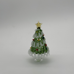 Medium White Edge Cedar Christmas Tree Coloured Glaze Decoration