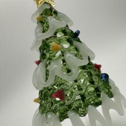 Medium White Edge Cedar Christmas Tree Coloured Glaze Decoration