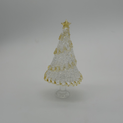 Large Gold Edge Christmas Tree Coloured Glaze Decoration
