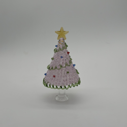 Pink And Green Brushed Tree Coloured Glaze Decoration