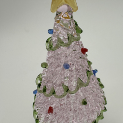 Pink And Green Brushed Tree Coloured Glaze Decoration
